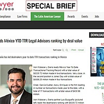 Von Wobeser y Sierra leads Mxico YTD TTR Legal Advisors ranking by deal value